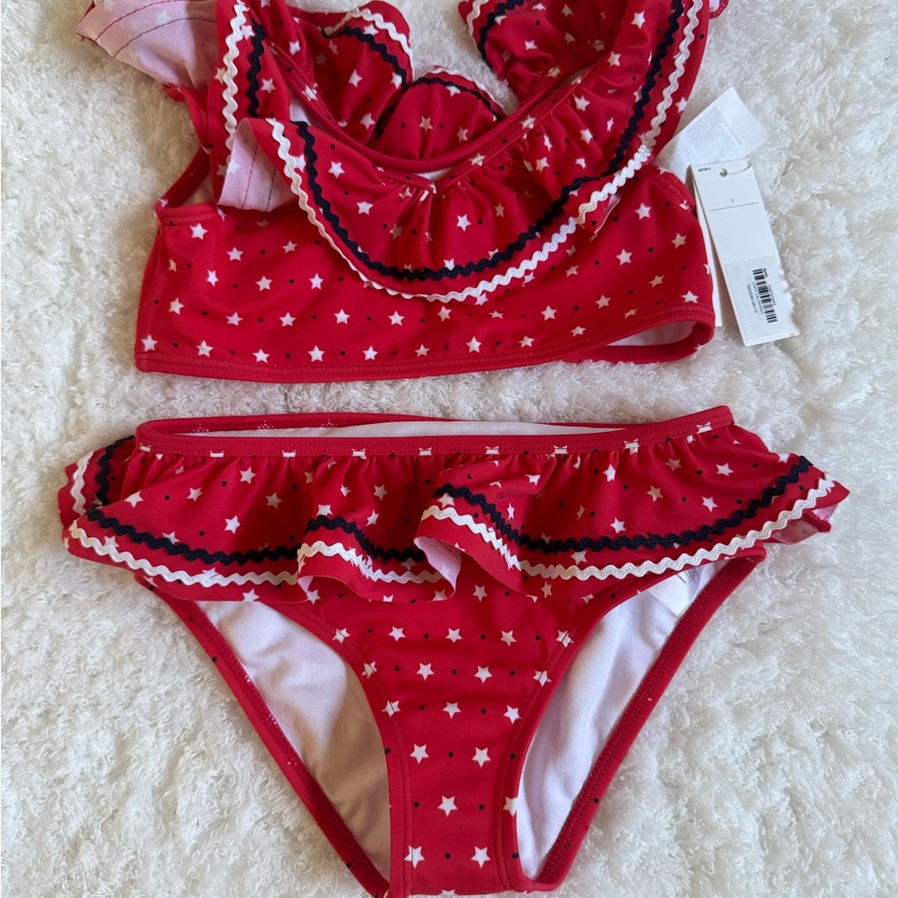 Red Star Ruffle Bikini Set